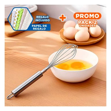 PACK2 UTENSILIO MANUAL DURADERO DE ACERO INOXIDABLE PLATEADO PARA USO DIARIO Y+PAPEL REGALO - 1