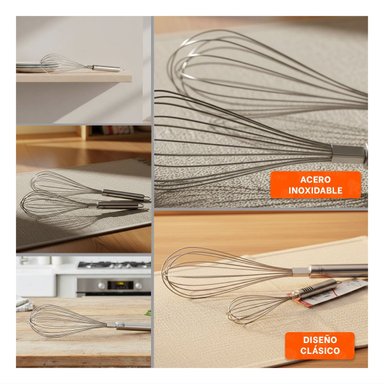 PACK2 UTENSILIO MANUAL DURADERO DE ACERO INOXIDABLE PLATEADO PARA USO DIARIO Y+PAPEL REGALO - 3