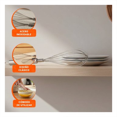 PACK2 UTENSILIO MANUAL DURADERO DE ACERO INOXIDABLE PLATEADO PARA USO DIARIO Y+PAPEL REGALO - 5
