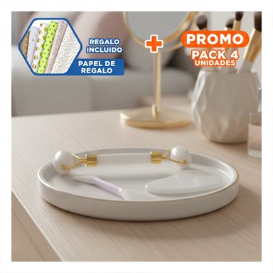 PACK4 EQUIPO BELLEZA 3 DE LIMPIEZA FACIAL PLASTICO BLANCO PARA HOGAR Y+PAPEL REGALO - 1