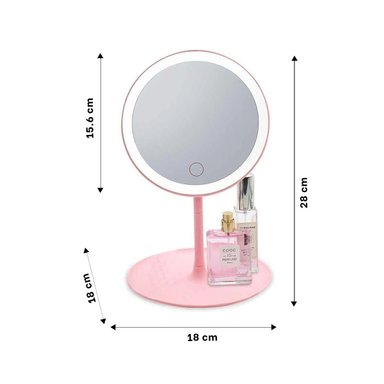 PACK6 ESPEJO ESTETICO LED TACTIL CIRCULAR ROSADO CON SENSOR FRONTAL Y+REGALO STICKER - 4