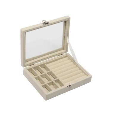 PACK2 JOYERO MULTIFUNCIONAL BEIGE CON ESPACIOS PARA RELOJES Y ANILLOS Y+REGALO STICKER - 2