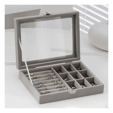 PACK2 CAJA PARA JOYAS MULTIFUNCIONAL GRIS PARA TOCADOR Y ESCRITORIO - 3