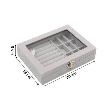 PACK2 CAJA PARA JOYAS MULTIFUNCIONAL GRIS PARA TOCADOR Y ESCRITORIO - 4
