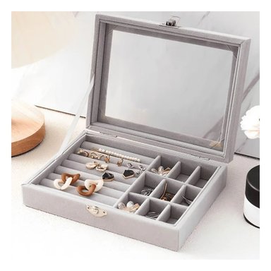 PACK6 JOYERO MULTIFUNCIONAL GRIS ORGANIZADOR DE JOYAS CON DIVISIONES AMPLIAS Y+REGALO STICKER - 5