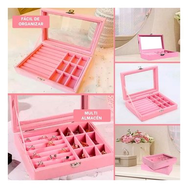 PACK4 CAJA PARA JOYAS MULTIFUNCIONAL ROSADO RESISTENTE Y PRACTICA Y+REGALO STICKER - 2