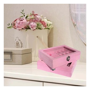 PACK2 ESTUCHE PARA JOYAS MULTIFUNCIONAL ROSADO CON TAPA PROTECTORA Y+PAPEL REGALO - 2