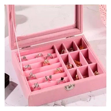 PACK6 ESTUCHE PARA JOYAS MULTIFUNCIONAL ROSADO CON GRAN ESPACIO - 3