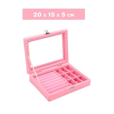 PACK6 ESTUCHE PARA JOYAS MULTIFUNCIONAL ROSADO CON GRAN ESPACIO - 4