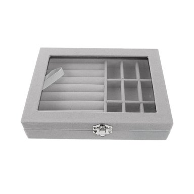 PACK4 ORGANIZADOR DE JOYAS MULTIFUNCIONAL GRIS DISEÑO MINIMALISTA Y+PAPEL REGALO - 3