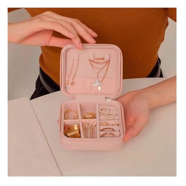 PACK6 MINI JOYEROS PORTATILES ROSADO PIEL ORGANIZADOR COMPACTO Y PORTATIL Y+REGALO STICKER - 5