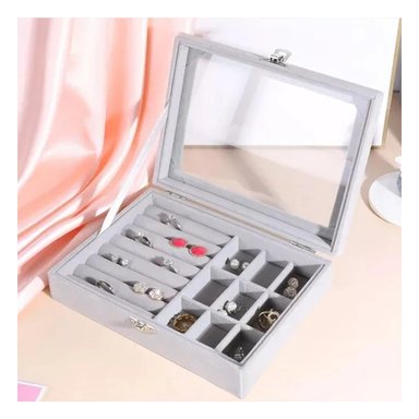 PACK12 ESTUCHE PARA JOYAS MULTIFUNCIONAL GRIS COMPACTO Y ELEGANTE Y+REGALO STICKER - 5