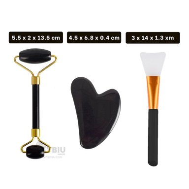 PACK4 EXTRACTOR FACIAL SET DE 3 DE JADE NEGRO PARA CUIDADO Y RELAJACION DEL ROSTRO - 4