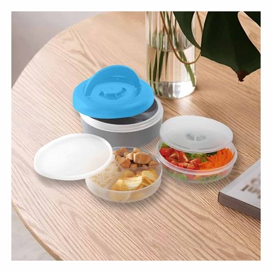 PACK4 CONTENEDOR DE ALMUERZO 1.25L CELESTE Y PLOMO CON DISEÑO COMPACTO Y+REGALO STICKER - 3