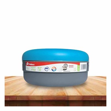 PACK4 CONTENEDOR DE ALMUERZO 1.25L CELESTE Y PLOMO CON DISEÑO COMPACTO Y+REGALO STICKER - 5