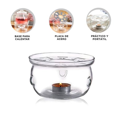 SOPORTE DE COLOR TRANSPARENTE PARA MESA CON PLACA DE ACERO Y TETERA - 3