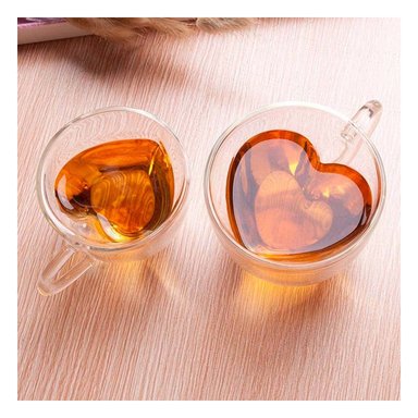 VASO EN VIDRIO CON FORMA DE CORAZON CON CAPACIDAD DE 250ML COLOR TRANSPARENTE Y+PAPEL REGALO - 3