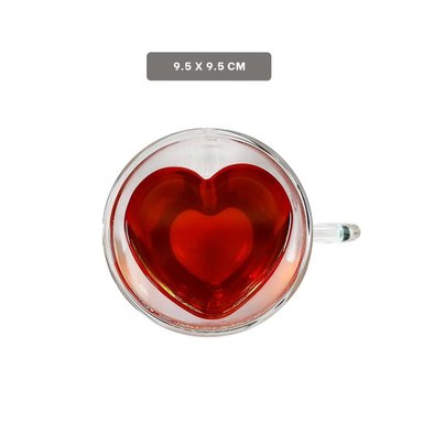 VASO EN VIDRIO CON FORMA DE CORAZON CON CAPACIDAD DE 250ML COLOR TRANSPARENTE Y+PAPEL REGALO - 4