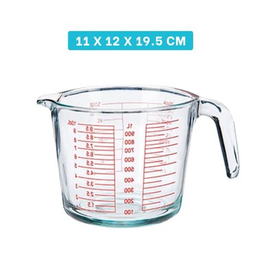 PACK12 TAZON MEDIDOR DE VIDRIO 1L COMODO PARA PREPARAR BEBIDAS Y MEZCLAS Y+REGALO STICKER - 4