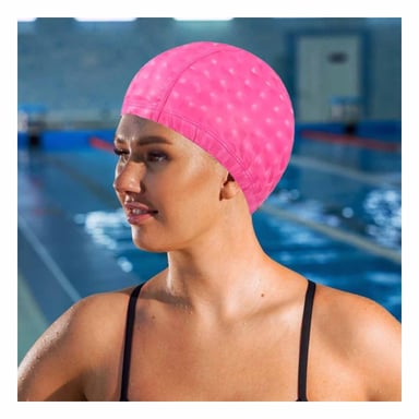 PACK4 CASCO DE NATACION ROSADO DE TELA PARA PISCINA Y CABELLO SECO - 3