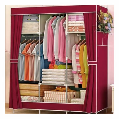 PACK2 SISTEMA TEXTIL PORTATIL GUINDA CON TRES CUERPOS PARA ROPA EN CASA Y+PAPEL REGALO - 2