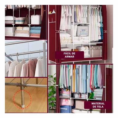 PACK2 SISTEMA TEXTIL PORTATIL GUINDA CON TRES CUERPOS PARA ROPA EN CASA Y+PAPEL REGALO - 3