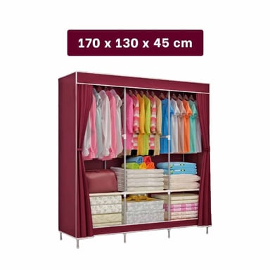 PACK2 SISTEMA TEXTIL PORTATIL GUINDA CON TRES CUERPOS PARA ROPA EN CASA Y+PAPEL REGALO - 4
