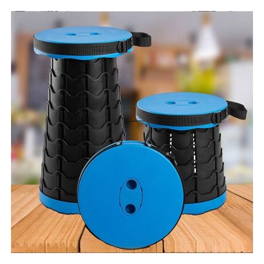 PACK4 BANQUETA PLEGABLES CON SEGURO PARA COCINA SALA Y OFICINA AZUL Y+REGALO STICKER - 3