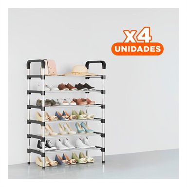 PACK4 ZAPATERO DE TELA COLGANTE PARA MANTENER TODO EL CALZADO NEGRO - 1