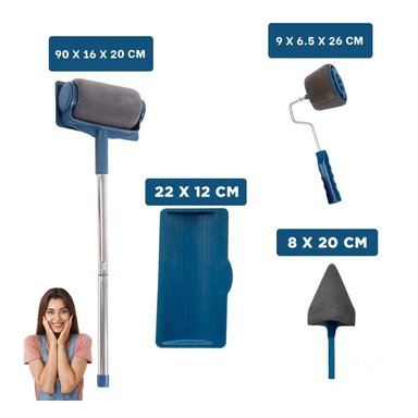PACK6 LIGERO RODILLO PARA PINTAR PAREDES Y TECHO UNIFORME AZUL NEGRO Y+PAPEL REGALO - 4