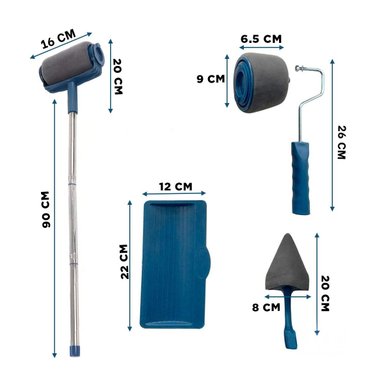 PACK12 BROCHA RODILLO PARA PINTAR SUPERFICIES LISAS COMODO Y SEGURO AZUL NEGRO Y+PAPEL REGALO - 4
