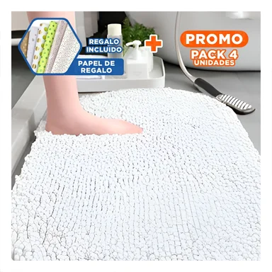 PACK4 PRODUCTO DE PISO OVALADO DE MICROFIBRA 40X60CM CREMA PARA USO INTERIOR Y+PAPEL REGALO - 1