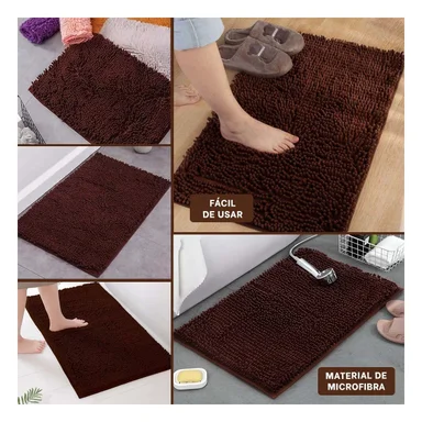 PACK6 TAPIZ RECTANGULAR PARA PISO DE MICROFIBRA 40X60CM MARRON Y+PAPEL REGALO - 3