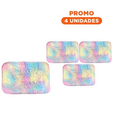 PACK4 ALFOMBRILLA MULTICOLOR RECTANGULAR DIMENSIONES 40X60CM PELUCHE Y+REGALO STICKER - 1