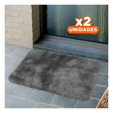 PACK2 ALFOMBRA RECTANGULAR DE 40X60CM Y SUPERFICIE PELUCHE NEGRO Y PLOMO Y+REGALO STICKER - 1