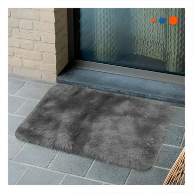 PACK2 ALFOMBRA RECTANGULAR DE 40X60CM Y SUPERFICIE PELUCHE NEGRO Y PLOMO Y+REGALO STICKER - 3