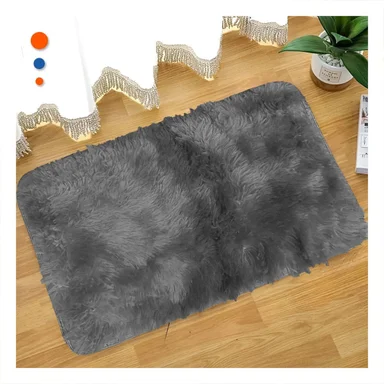 PACK2 ALFOMBRA RECTANGULAR DE 40X60CM Y SUPERFICIE PELUCHE NEGRO Y PLOMO Y+REGALO STICKER - 5