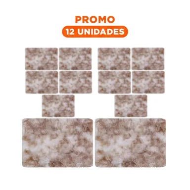 PACK12 BASE RECTANGULAR BLANCO Y CAMELLO TEXTURA PELUCHE 40X60CM Y+REGALO STICKER - 1