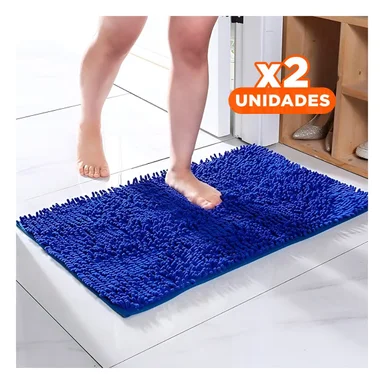 PACK2 ALFOMBRA RECTANGULAR MICROFIBRA 40X60CM AZUL ELECTRICO PARA USO DIARIO Y+REGALO STICKER - 1