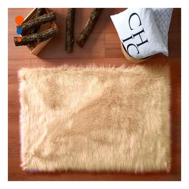 PACK2 ALFOMBRA RECTANGULAR DE 40X60CM Y SUPERFICIE PELUCHE CAMELLO Y CREMA Y+REGALO STICKER - 5