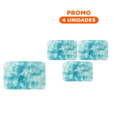 PACK4 ALFOMBRILLA CELESTE Y BLANCO RECTANGULAR DIMENSIONES 40X60CM PELUCHE Y+REGALO STICKER - 1