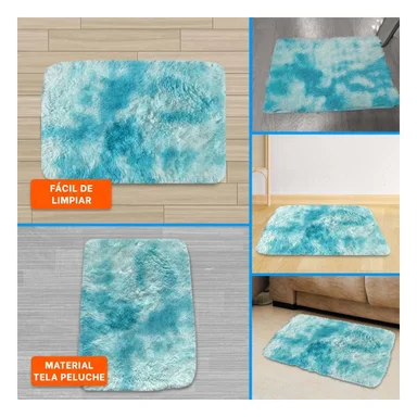 PACK4 ALFOMBRILLA CELESTE Y BLANCO RECTANGULAR DIMENSIONES 40X60CM PELUCHE Y+REGALO STICKER - 2