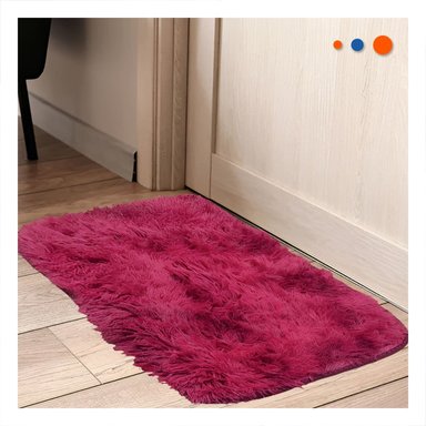 PACK2 ALFOMBRA DIMENSIONES 40X60CM CON ACABADO PELUCHE RECTANGULAR FUCSIA Y GUINDA - 5