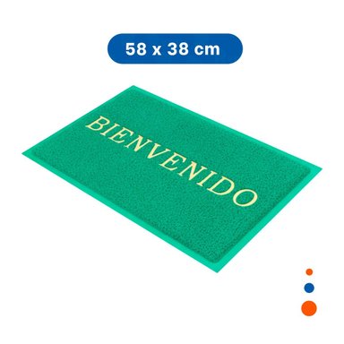 ESTERA RECTANGULAR BIENVENIDO VERDE PARA ENTRADA Y PASILLO DIARIO Y+LIGAS REGALO - 4