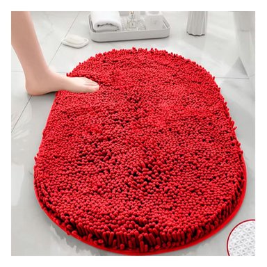 PACK6 PIEZA DE PISO OVALADA DE MICROFIBRA 40X60CM ROJO PARA DECORACION - 3