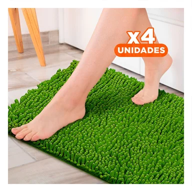 PACK4 DISEÑO RECTANGULAR DE MICROFIBRA VERDE LIMON 40 X 60 CM - 1