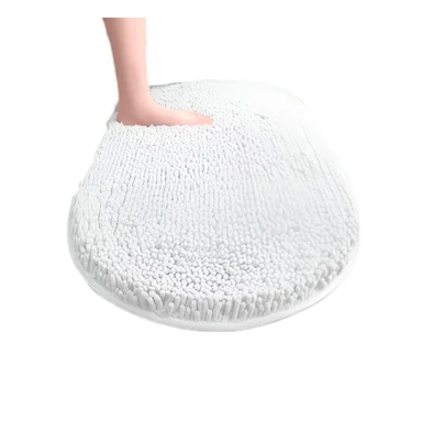 ELEMENTO DECORATIVO OVALADO DE MICROFIBRA 40X60CM CREMA PARA PISO DE BANO Y+PAPEL REGALO - 1