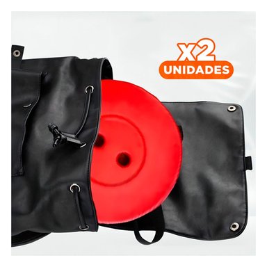 PACK2 REPOSERA ELEGANTE 3 SEGUROS PORTATILES TAPA ROJO CENTRO NEGRO PARA PATIO Y+REGALO STICKER - 1