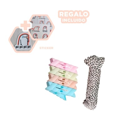 COLGADOR DECORATIVO DE ROPA Y CUERDA MULTICOLOR PARA CASA Y+REGALO STICKER - 1