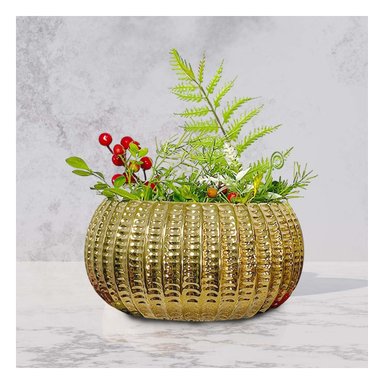 PACK2 JARDINERA DE MESA CERAMICA DORADO 17.5X22X11.5CM Y+REGALO STICKER - 3